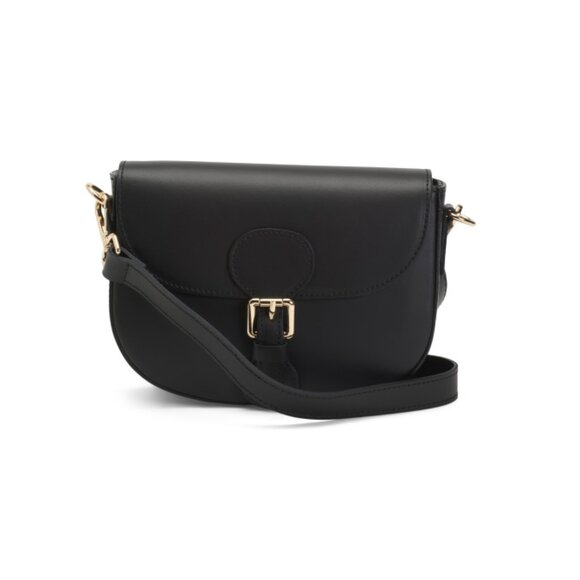 VIOLA CASTELLANI  Italy Leather Flap Over Crossbody With Buckle Detail - Picture 1 of 2